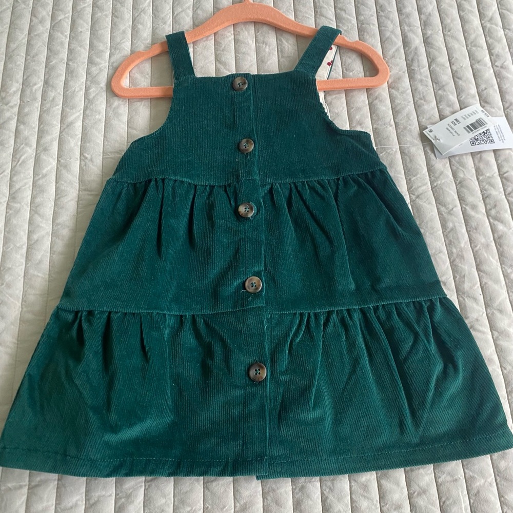 Green Corduroy Button-Down Dress